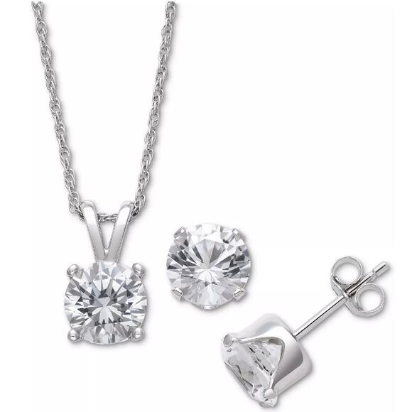 GIANI BERNINI Lab-Created Sapphire Earring Pendant Necklace Set Sterling Silver - Picture 1 of 4